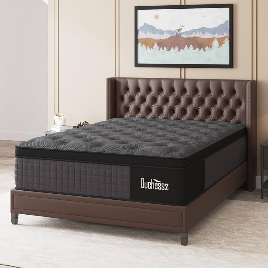King Mattress, 12 Inch Hybrid Mattresses Black with Gel Memory Foam and Individually Pocket Innerspring Euro Top Medium Firm for Motion Isolation, Edg