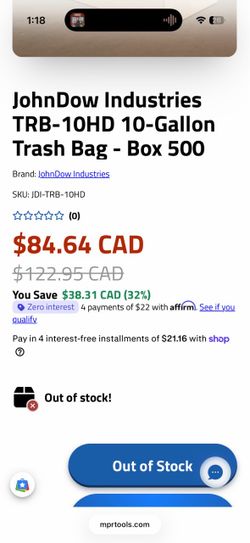 JohnDow Industries TRB-10HD 10-Gallon Trash Bags Box of 500