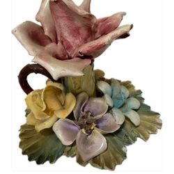 Authentic Italian Capodimonte floral candle holder or centerpiece, Set Of 2