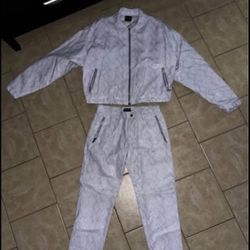 Oversized boxy White lavender snake skin pattern 2 piece set