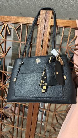 Anne Klein triple compartment black tote bag