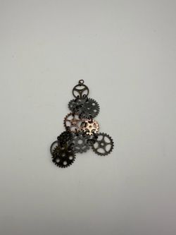 steampunk pendant necklace mixed-metal gears in copper, bronze, and silver tones