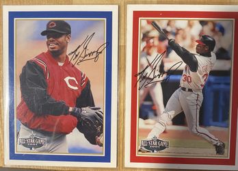 2001 Upper Deck Ken Griffey Jr. Pair Of Ritz Oreo Blue And Red Border Cards