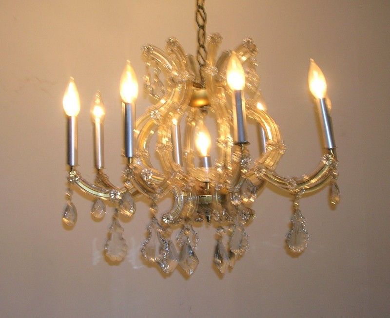 Vintage 8 Arm Crystal Chandelier