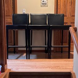 3 Leather Barstools 