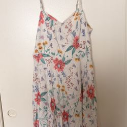 Old Navy White Dress with Multicolor Floral Print