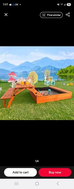 Brand new kids sandbox and picnic table