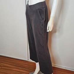 Pact 100% Organic Cotton Casual Wide-Leg Waffle Knit Pants in Charcoal Size M