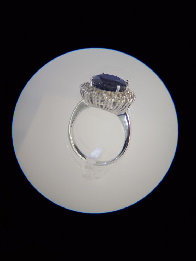 6.27 CT Sapphire and 1.63 CT Diamond Ring