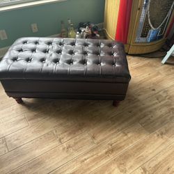 Bow Leather Footstool With Storage