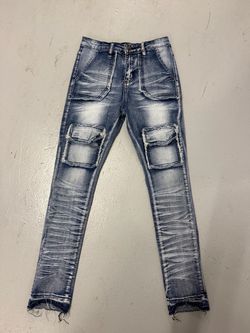Distressed Slim Fit Cargo Jeans