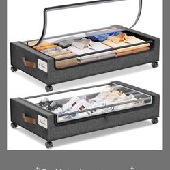 Yecaye Under Bed Storage With Wheels, 2Pack Under Bed Storage Containers, Under Bed Shoe Storage Organizer, Rolling Under Bed Metal Drawer For Clothes