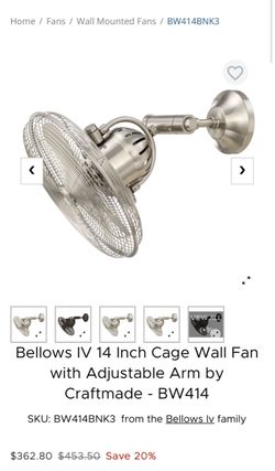Craftmade Bellows IV 14-inch wall fan