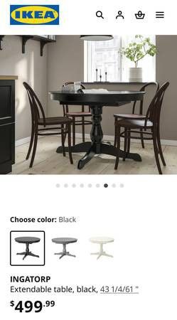 IKEA Kitchen Table - Expandable -Wooden -Black