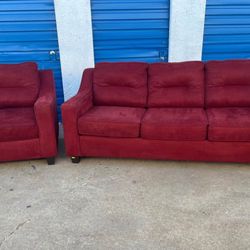 DARK RED SOFÁ 3 SEATER AND CHAIR ♥️