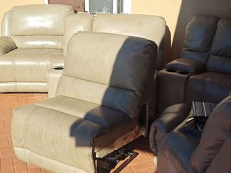Leather electric reclining sophas