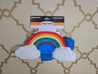 Rainbow Dog Halloween Costume - Wag & Bone X-Small/Small with Padded Clouds New