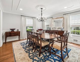 Antique Mahogany Dining Set—Table, 2 Leaves, Pads, 8 Chairs—1930s VG Condition Mahogany Georgian style 2 leaves and pads Brass feet and casters 68” lo