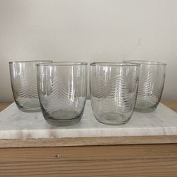 4 Pottery Barn Etched Christmas Glasses