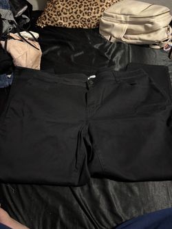 Black Women's Pants with Button Closure