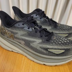 HOKA Mens Clifton 9 Black Slate 1127895-BLCKS Sneakers Size 11.5 D