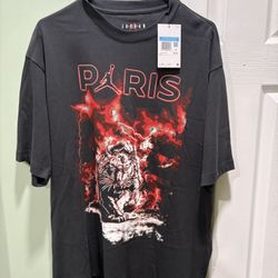 Men's Medium Nike Jordan PSG Paris Saint Germain Shirt Soccer Black Tiger FV7734-045