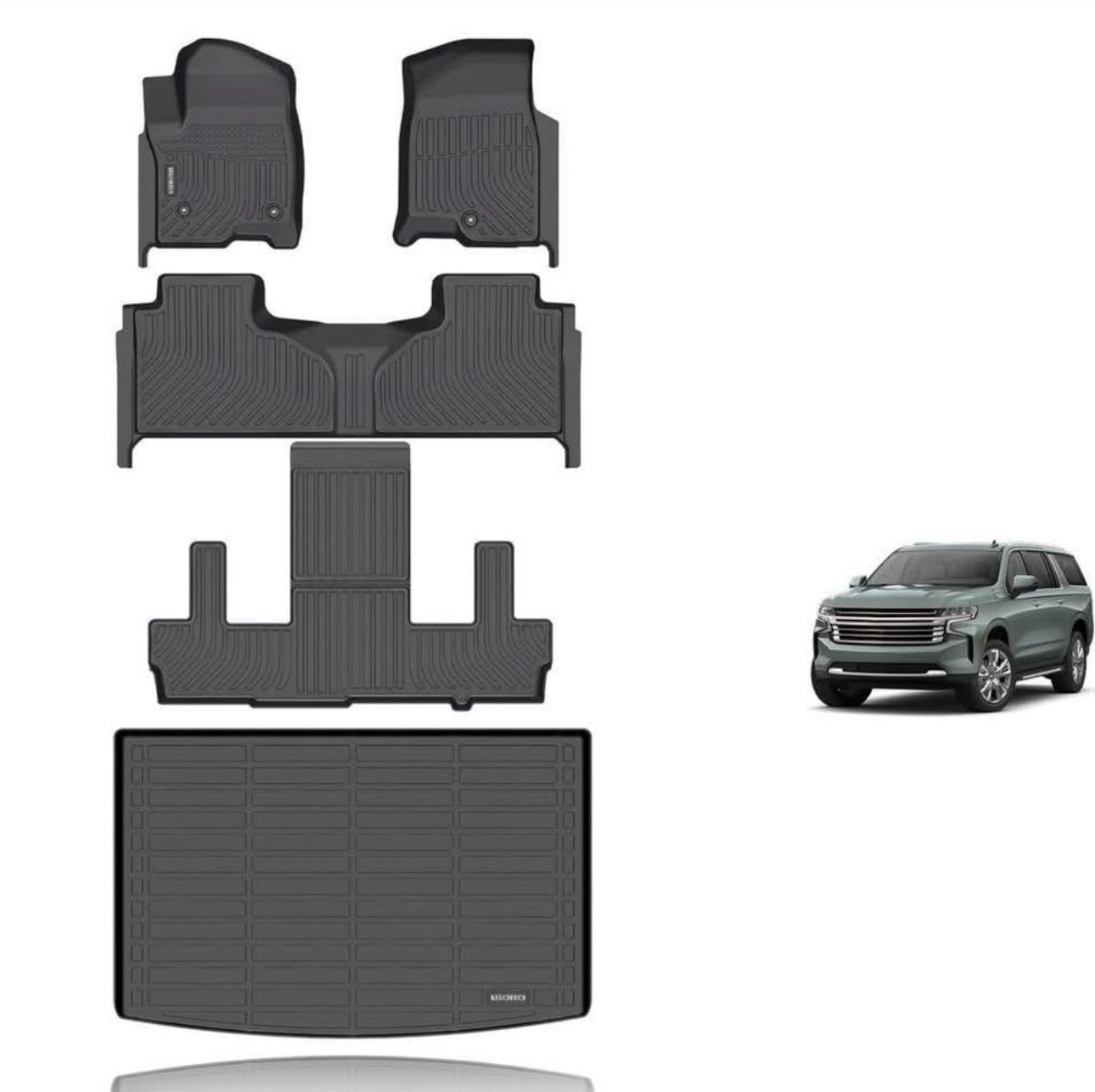 All-Weather Floor Mats For 2021-2025 Chevrolet Suburban, GMC Yukon XL, Escalade ESV