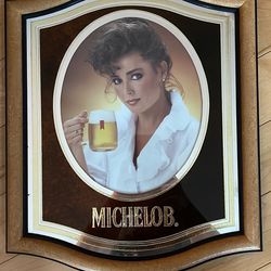 Michelob vintage framed mirrored beer sign