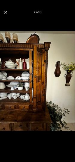 Rust Wood Entertainment center & Hutch