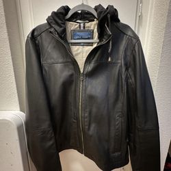 COLE HAAN black real goat leather jacket size M