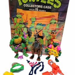 Vintage 1988 TMNT Action Figure Case 3 Teenage Mutant Ninja Turtles Weapons Accs