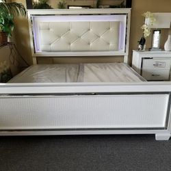 Brand New White LED Queen Bedframe