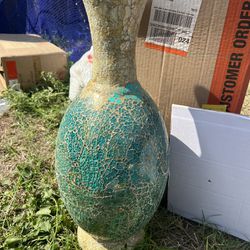 Mosaic Teal And Gold Vase