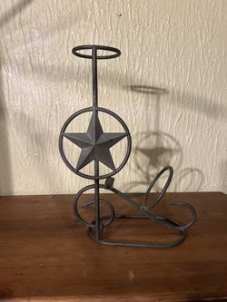 Cast Iron Double Bottle Wine Rack Star Emblem 14x8”Bottle Caddy 