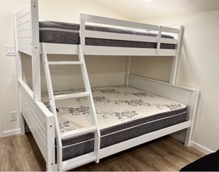 Twin/full $350 for bunk bed only. $550 with mattresses. Available in espresso and white  Assembly required. Assembly not included. Cash upon delivery 