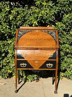 Vintage Tiger Oak Slant-Front Bureau Desk – Antique Secretary Desk