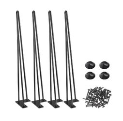 Hairpin Metal Legs for Building Table Chairs Desks 28 Inch w/ Feet Set of 4, Black - Remodeling Needs - New Year’s Sale