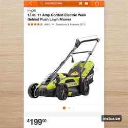 13 in. 11 Amp Corded Electric Walk Behind Push Lawn Mower