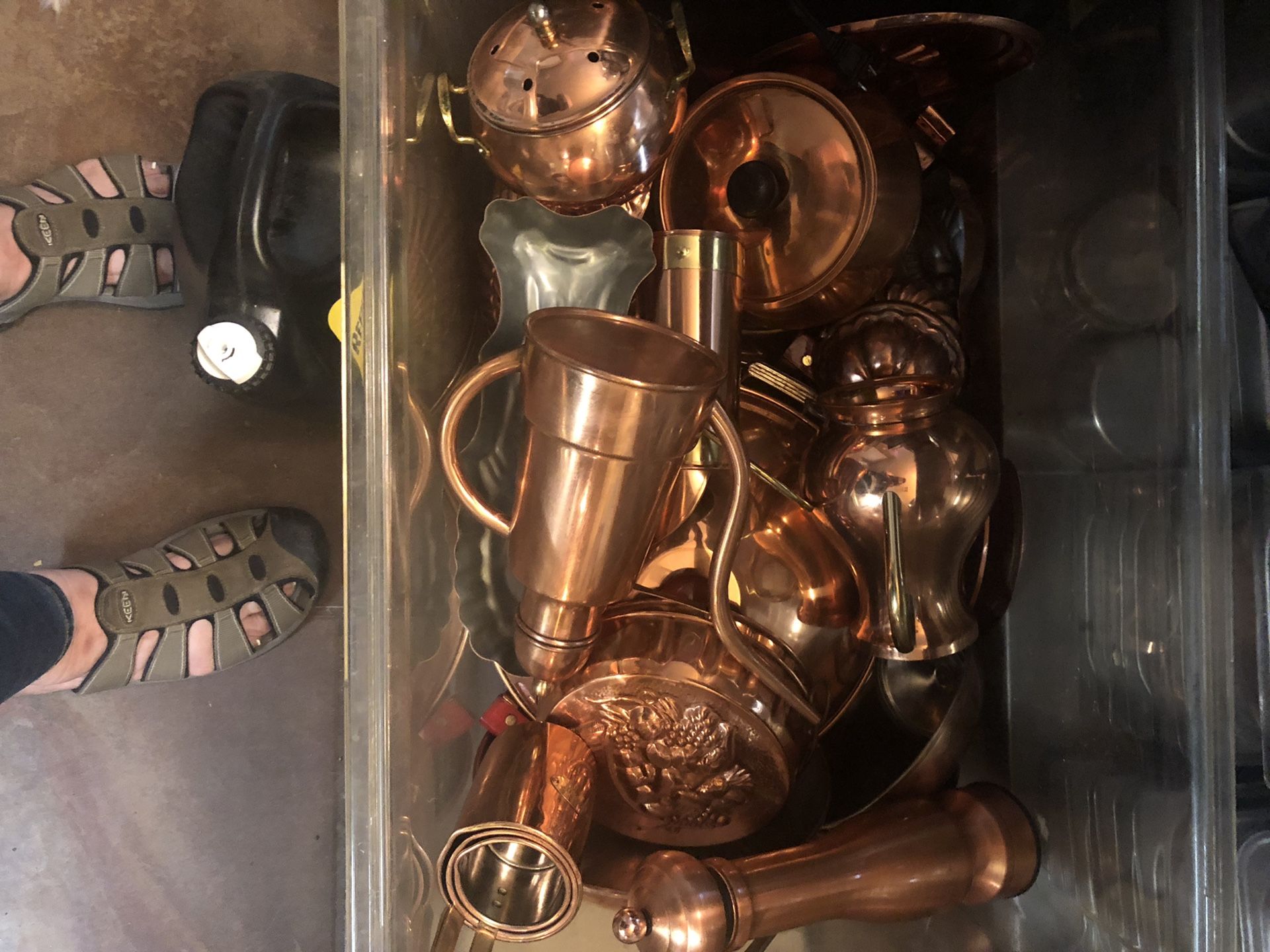 Copper pans ,teapots, and decorations