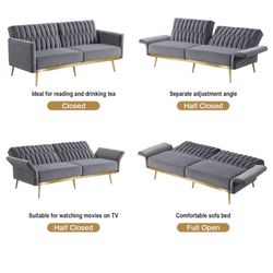 Velvet Futon Couch Bed 