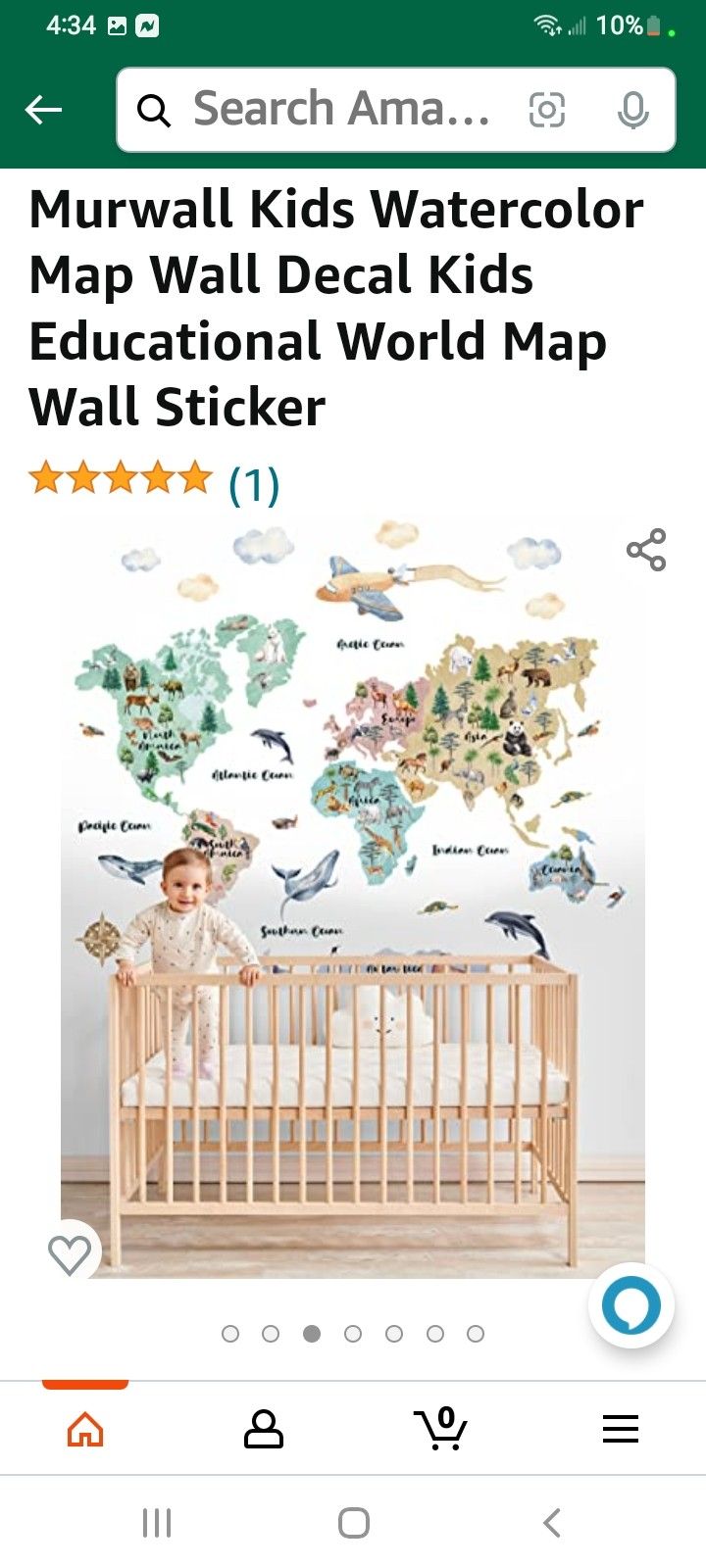 Mural Kids Educational Watercolor Map Of The World