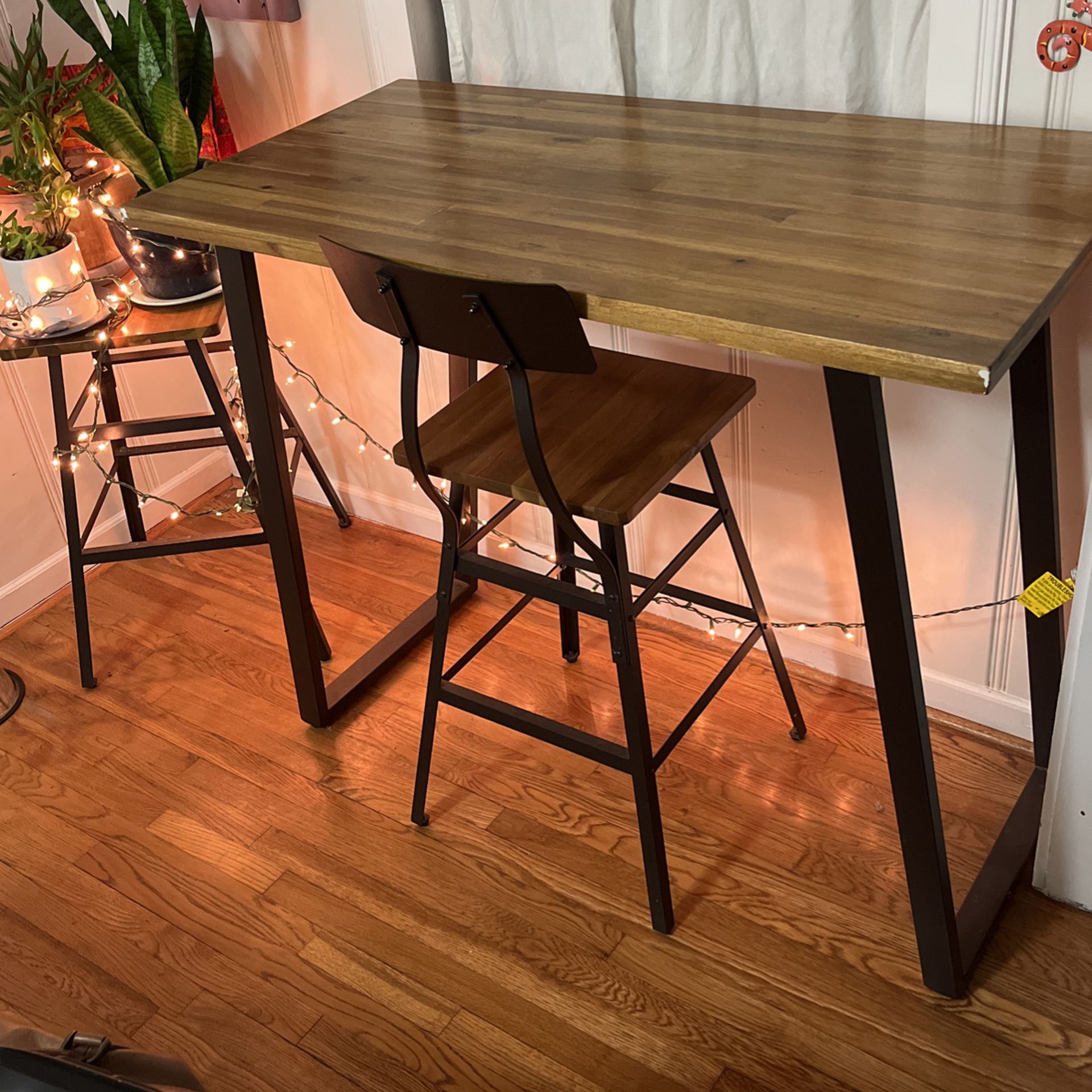 Wooden Table /desk With Two Chairs 