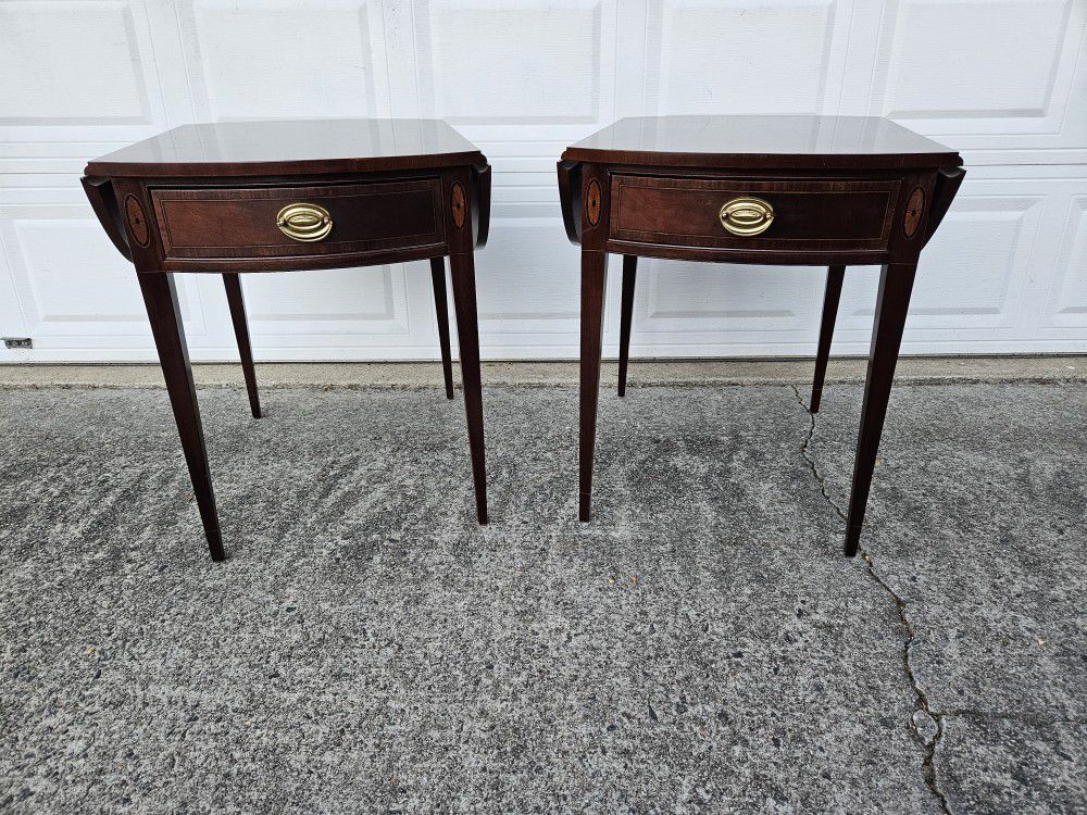 Vintage 2 CTH Sherrill Occasional flame mahogany Pembroke accent side / end tables