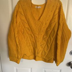 Anthropology Sweater Size M Bright Yellow
