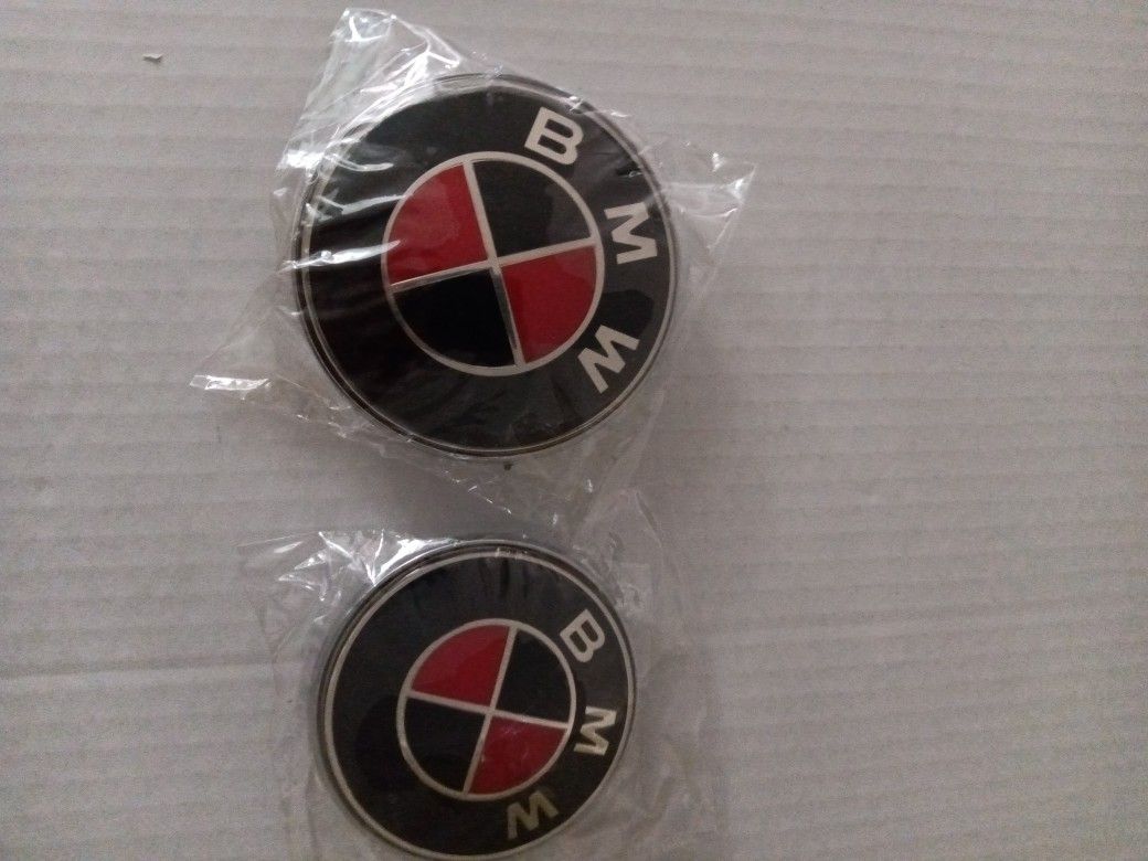 Bmw Black &Red Hood & Rear Emblems New Both $20
