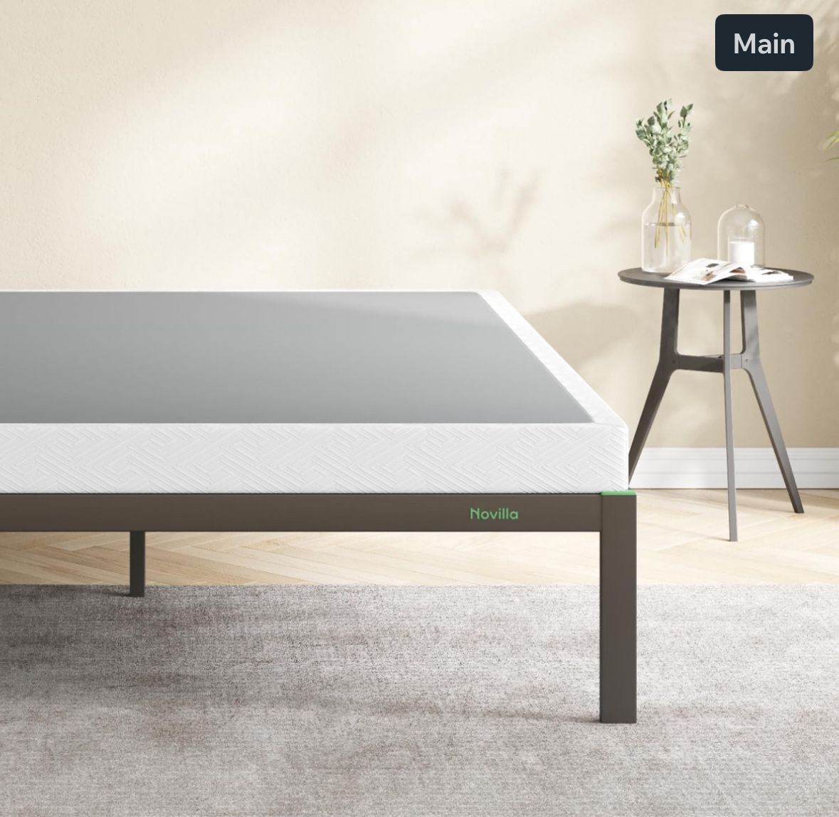Novilla Twin Box Spring, 4-Inch Twin Box Spring Only Metal Box Spring Supports f