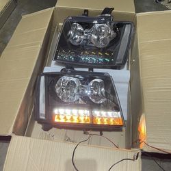 Chevy Tahoe / Suburban / Avalanche Smoked LED Headlights for 2007 to 2014