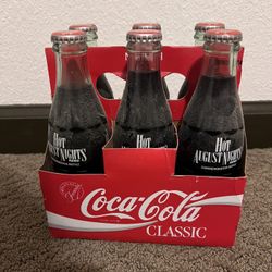 1995 Coca Cola Hot August Nights 6 Pack Bottles & Carrier