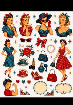 Vintage Pin-Up Sticker Sheet