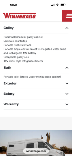 RV winnebago galley / toilet
